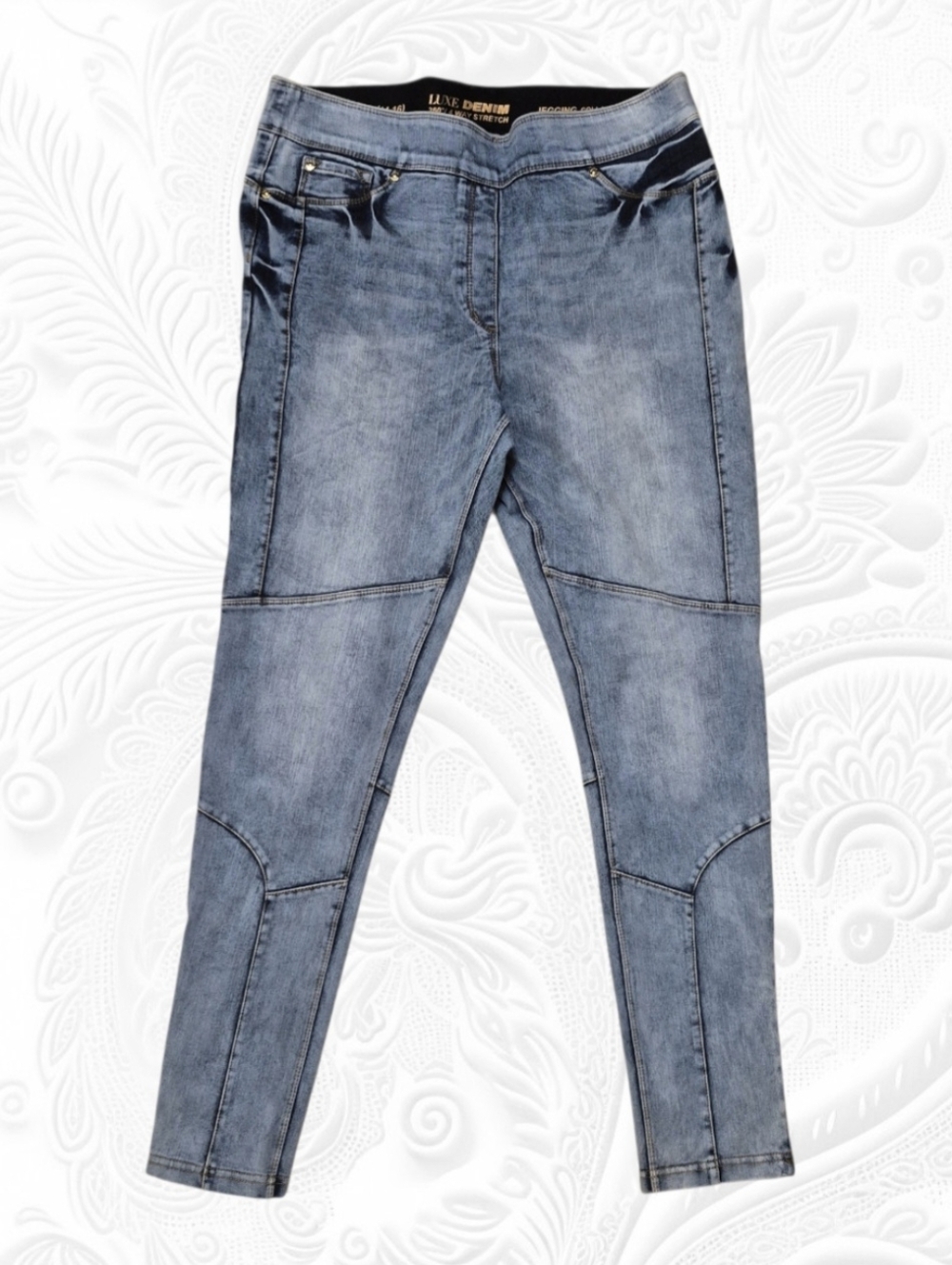 Luxe Denim Pull-On Jeggings - Light Wash Skinny Jeggings,Sz L 14-16